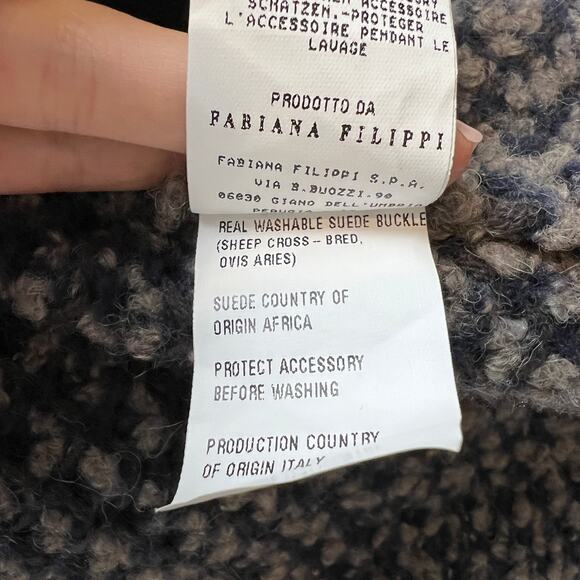 Fabiana Filippi Brown Wool Silk Cashmere Shawl Texture Open Sweater Sz 38 XXS - Picture 9 of 10